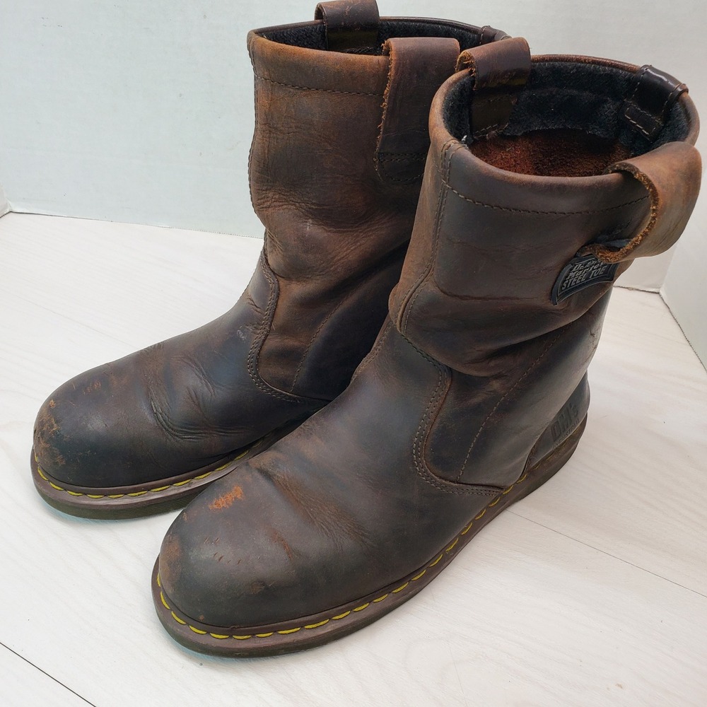 Dr. Martens Industrial Steel Toe Brown Leather Work Boots 2295 Mens 10 EH Moto